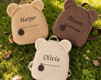 Custom Name Fluffy Teddy Bear Backpack for Toddlers and Kids – Personalized Soft Plush Bag,Cute Animal Backpack,Ideal Gift for Boys & Girls