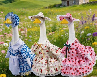 Completo da oca da veranda in stile cottage, vestito da oca da veranda, abbigliamento decorativo per oche per il giardino anteriore e la veranda, decorazione per il portico del giardino