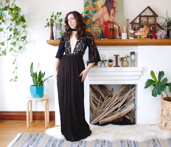 Vintage 1970s Yves Saint Laurent Maxi Skirt - Brow