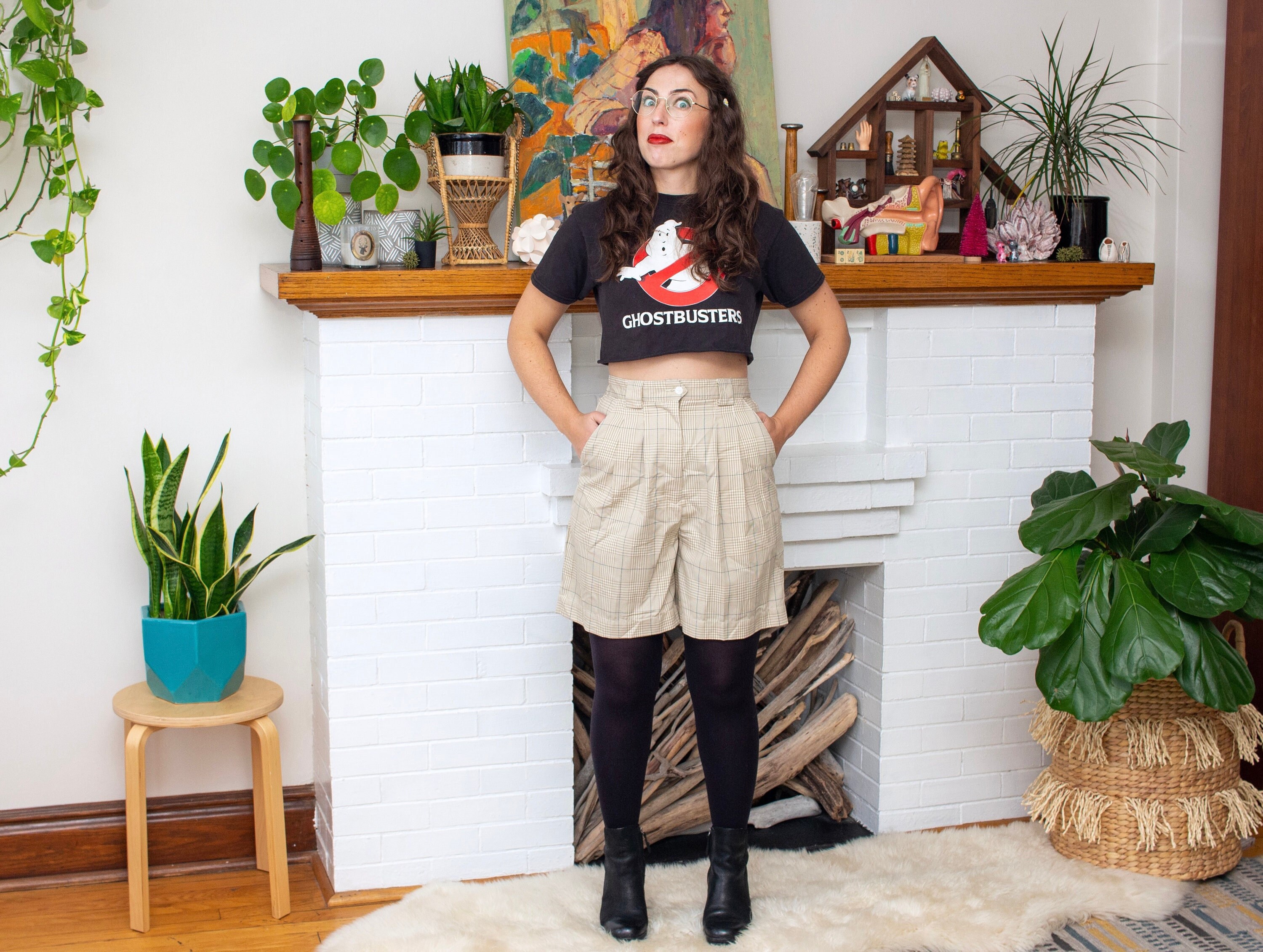 Vintage 1990s Plaid Pleated Shorts 