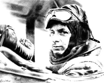 Dibujo de Ernst Udet “Primera victoria”, realizado por mí a partir de una fotografía antigua.