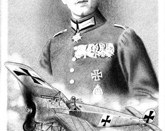 Impresión digital de 11x17 pulgadas del as de la Primera Guerra Mundial, Max Immelmann.