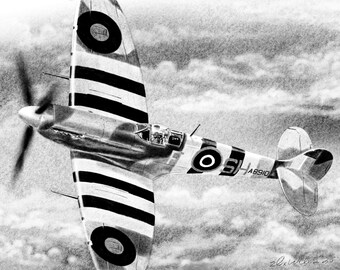 Impresión digital de arte original del Spitfire británico 11x17