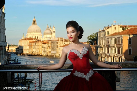 Crimson ball gown deals