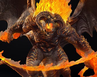 Balrog Infernal Fire Demon – Dark Fantasy STL Print File 1:10 Scale | Presupported | High Detail Digital Sculpt