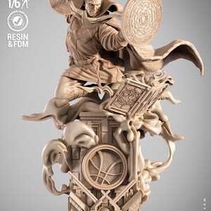 Doctor Strange Fanart STL-staty | Skala 1/6 | Mästare i mystisk konst med spellskiva och magibok | Ladda ner 3D STL-utskriftsfilmodell