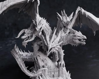 Tiamat - Dungeons & Dragons Fantasy STL Print File Fullsize and Miniature | Presupported | Digital Sculpt for 3D Printing