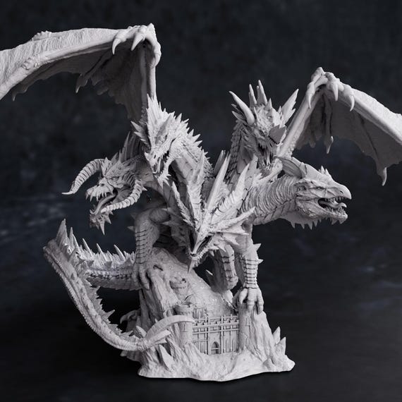 Tiamat - Dungeons & Dragons Fantasy STL Print File Fullsize and Miniature | Presupported | Digital Sculpt for 3D Printing