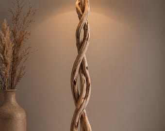 Handgedraaide vloerlamp van drijfhout | Natuurlijk hout, boho kustverlichting