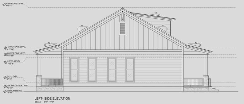 Ensemble de plans de maison de style cottage : plan d’une maison de 140 m² avec 3 chambres + plan d’une mini-maison, plan d’un chalet indépendant d’une chambre (PDF) image 13