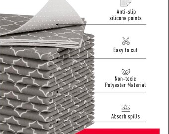 Non Slip Fridge Shelf Liners 6 Pack 12x24 Inch, Moisture Absorbing Refrigerator Mats, Washable BPA Free Drawer Liners for Kitchen Cabinets.