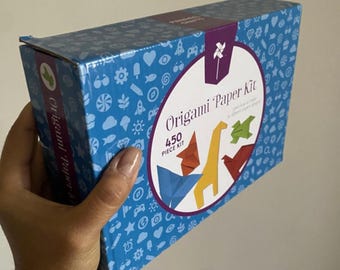 Origami Paper Kit for Kids Ages 5–12 | 450 Sheet Color Origami Set with 50 Step-by-Step Projects, Japanese Pattern Paper.