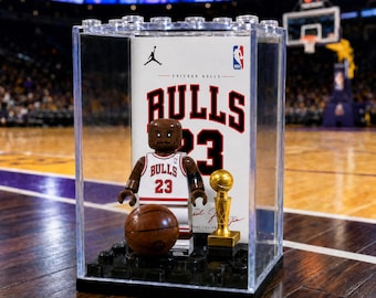 MOC Michael Jordan Chicago Bulls #23 Minifigure Display, Legend Collectible, Basketball Memorabilia, Sports Room Decor, Basketball Fan Gift