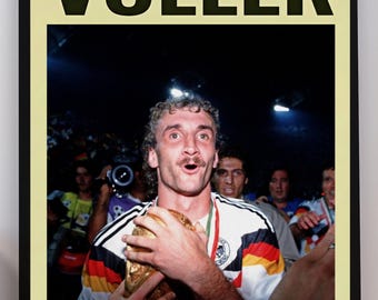 Rudi Voller Germany Retro Poster Football Wall Art Soccer Print Vintage Fan Gift Collectible Artwork Digital Download