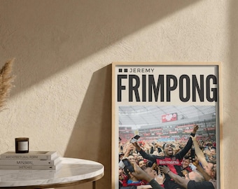 Frimpong Celebration Poster, Leverkusen Fans Celebration Print, Football Wall Art, Soccer Gift for Him, Vintage Football Decor, Goal Gift