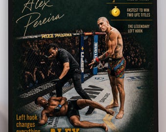Alex Pereira Digital Poster, MMA Fighter Wall Art Print, Combat Sports Room Decor, Motivational Fight Gift for Fans