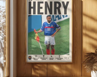 Thierry Henry 1998 Poster – World Cup Champion – Iconic Football Moment – France 98 Wall Art – Soccer Fan Gift – Digital Download Print