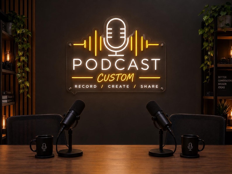 Custom Studio Sign Custom Podcast Neon Sign Personalized Podcast Name LED Light Recording ...