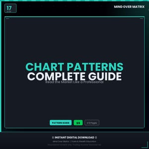 May include: A digital guide titled "Chart Patterns Complete Guide" on a dark background. The text is in white and teal, with the tagline "Read the Market Like a Professional." The image includes the text "Instant Digital Download."