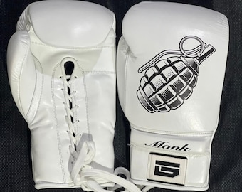 Guantes de boxeo personalizados de piel de vaca con estampado de hormigas. Guantes de boxeo profesionales para boxeo y sparring. Regalo único para artes marciales.