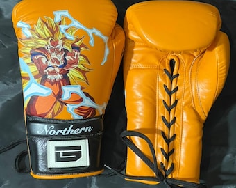 Custom Logo Anime Goku Boxing Gloves Professional Pro Competition Boxing Gloves For Fighting Genuine Cowhide Leather Boxing Gloves