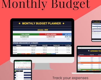 Minimalist Monthly Budget Planner Excel | Simple Money Tracker Spreadsheet | Clean Finance Template | Quiet Budget System