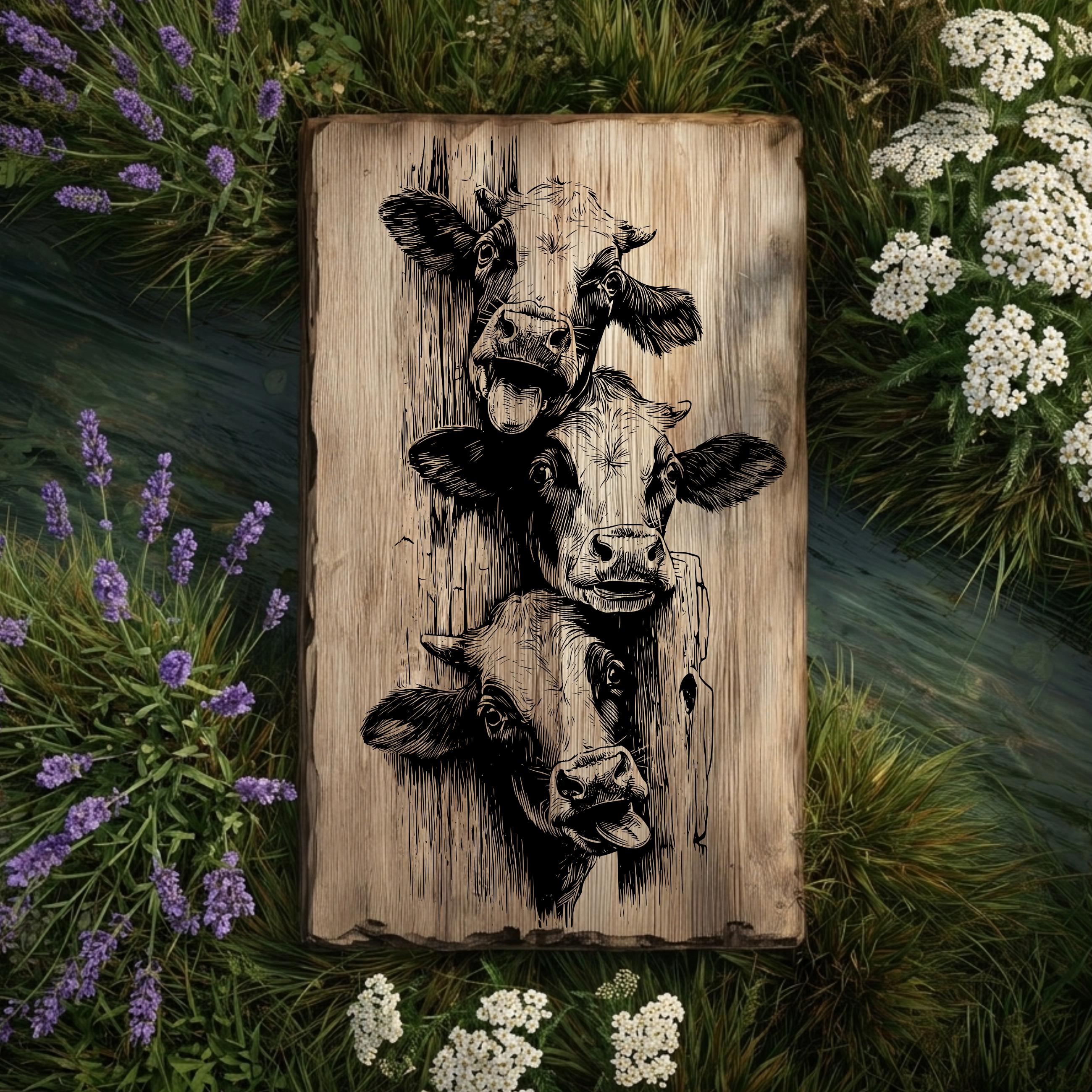 Funny Cow Stack Engraving SVG | Farm Animal Art PNG | Laser & CNC File ...
