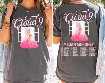Vintage Megan Moroney Cloud 9 Tour Shirt, Pink Dress Graphic, Cloud 9 Tour Shirt, Pink Megan Moroney Music Album TShirt