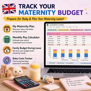 Maternity Leave UK Planner Spreadsheet | SMP Calculator & Baby Budget Spreadsheet | Childcare Costs | Return to Work | Excel + Google Sheets