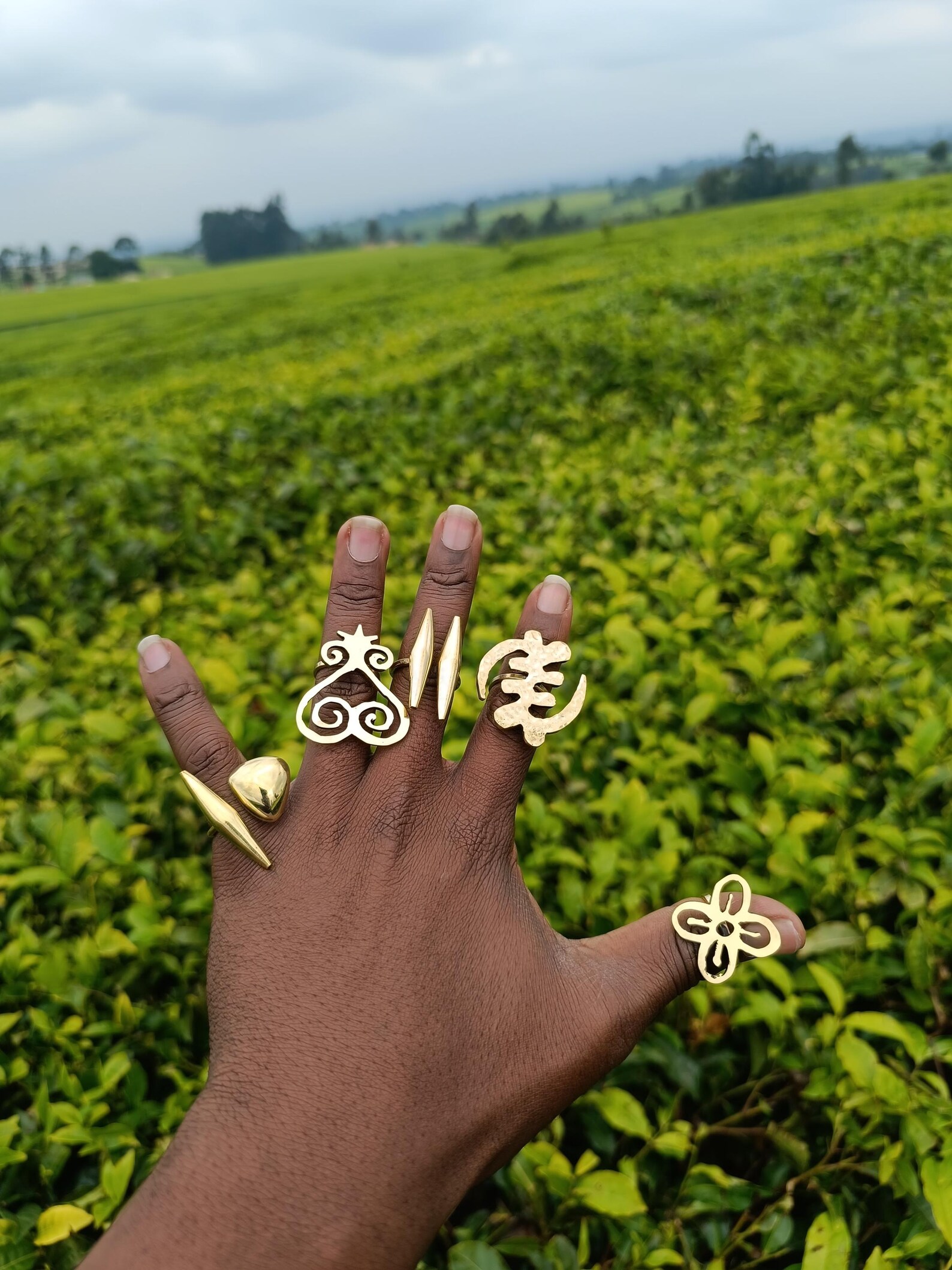 Set of 5 Adjustable Adinkra Brass Rings – African Brass Jewelry - Etsy