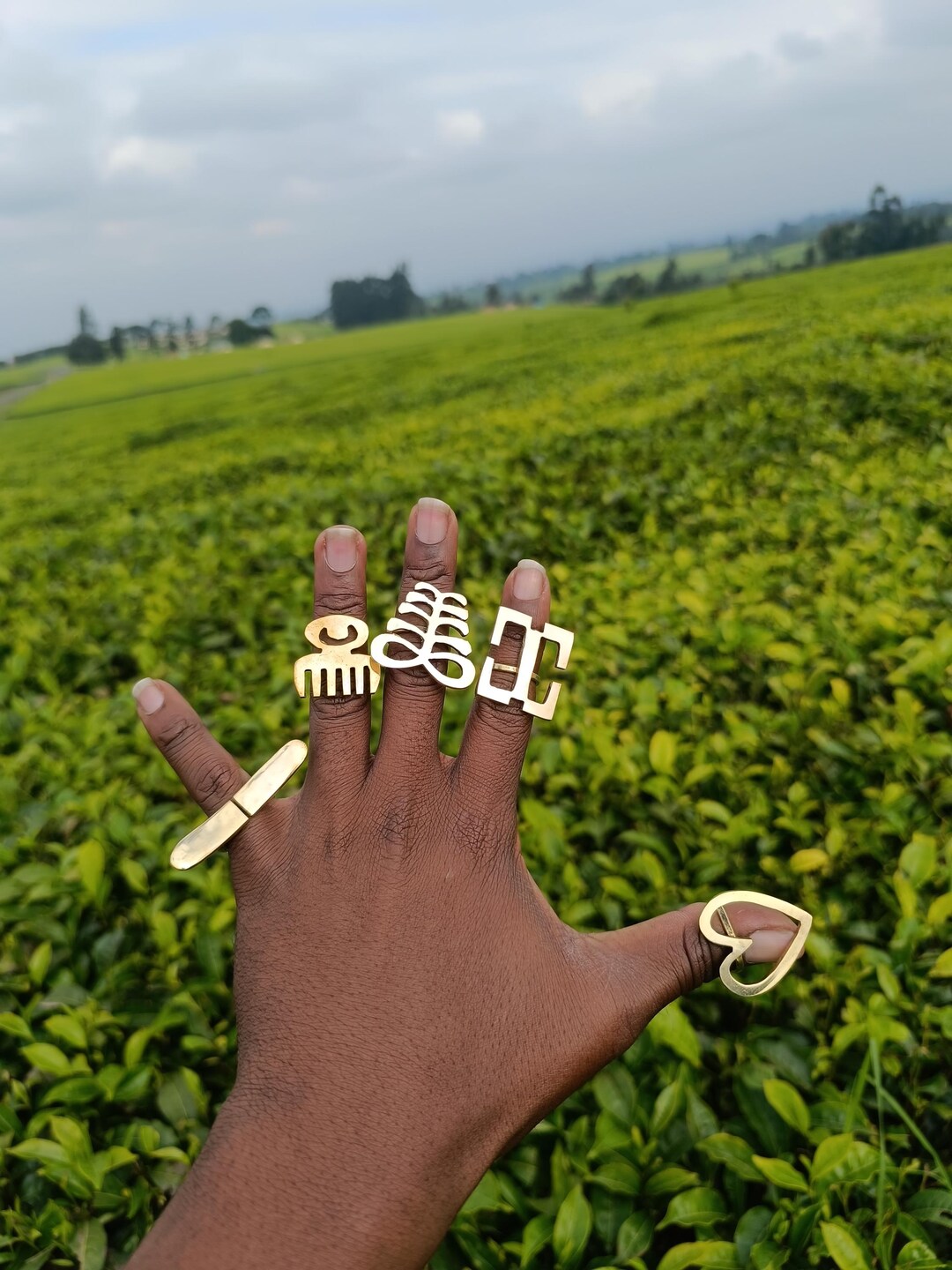 Set of 5 Adjustable Adinkra Brass Rings – African Brass Jewelry - Etsy