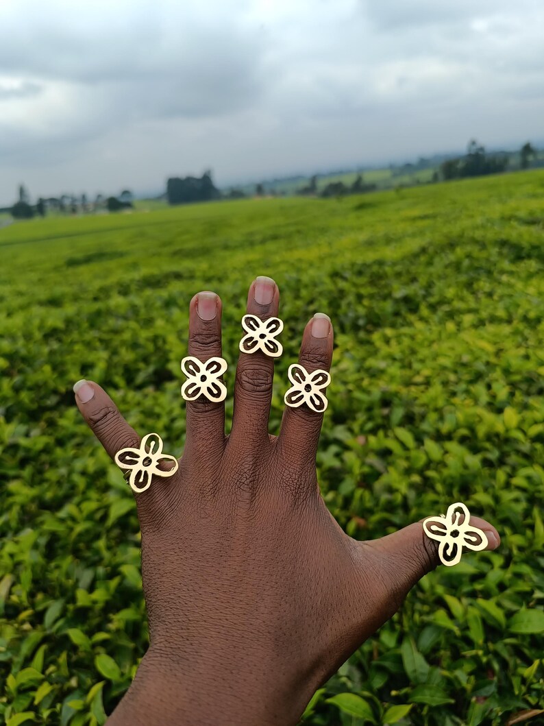 Set of 5 Adjustable Adinkra Brass Rings – African Brass Jewelry - Etsy