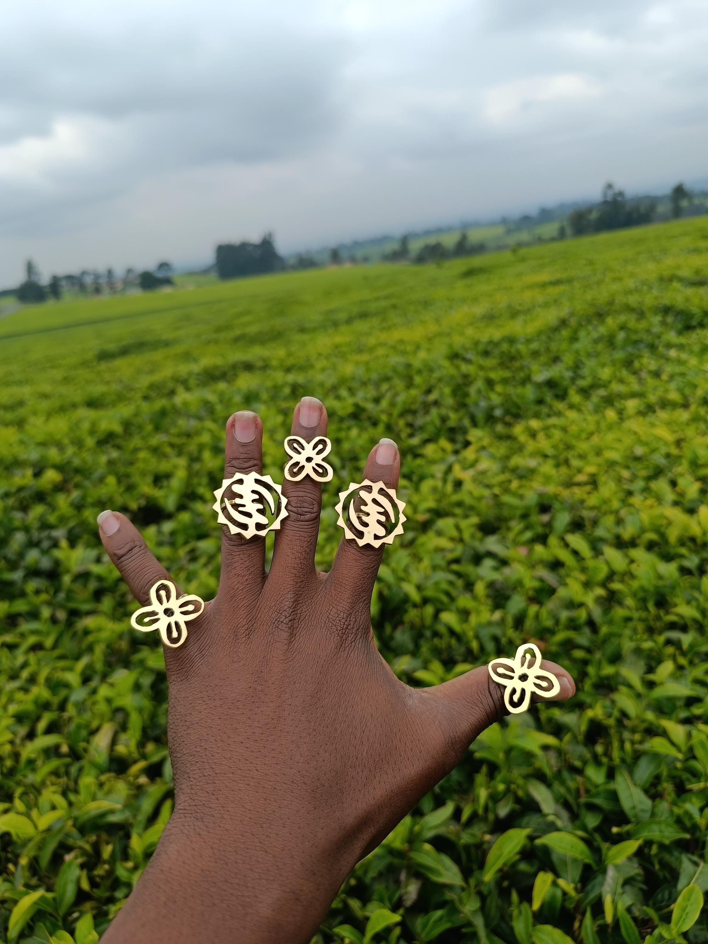 Set of 5 Adjustable Adinkra Brass Rings – African Brass Jewelry - Etsy