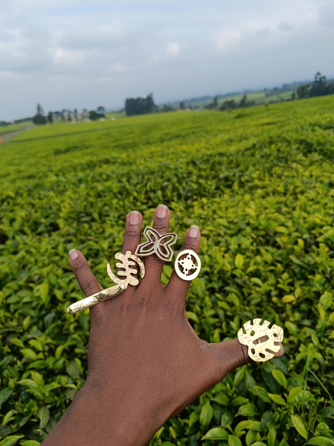 Set of 5 Adjustable Adinkra Brass Rings – African Brass Jewelry - Etsy