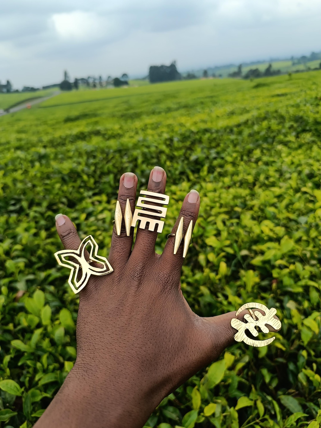 Set of 5 Adjustable Adinkra Brass Rings – African Brass Jewelry - Etsy