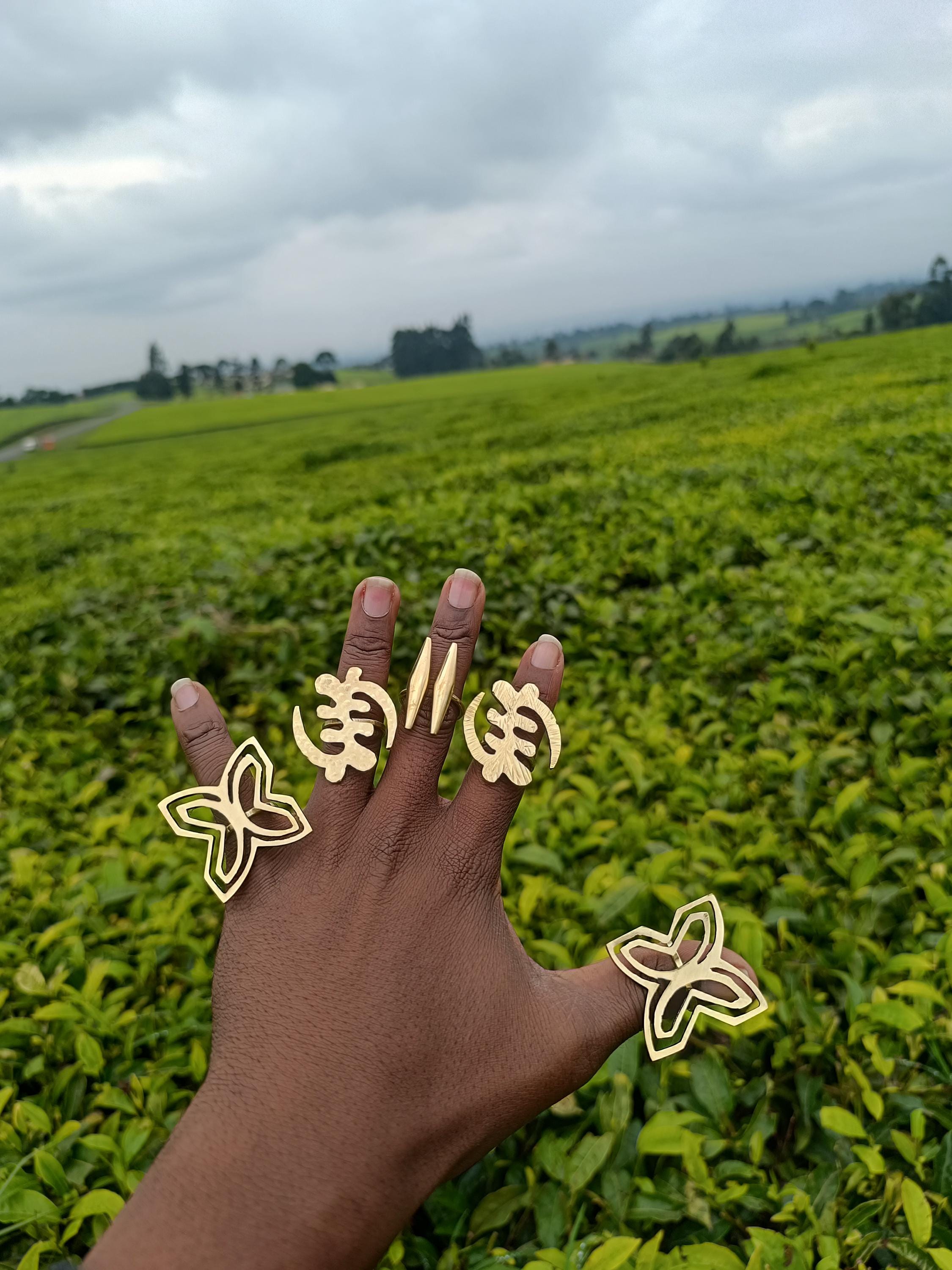 Set of 5 Adjustable Adinkra Brass Rings – African Brass Jewelry - Etsy