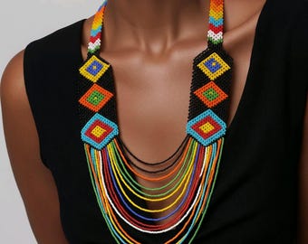 African Maasai Beaded Necklace.