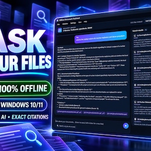 Offline Document Assistant – Private AI Search for PDFs, Word, Excel (Windows Digital Download)
