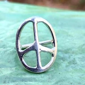 Ring med fredstecken i 925 sterlingsilver, present till unisex