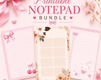 Kawaii Tiere Floral Notepad Bundle | Tagesplaner, To Do Listen (Digitaler Download)