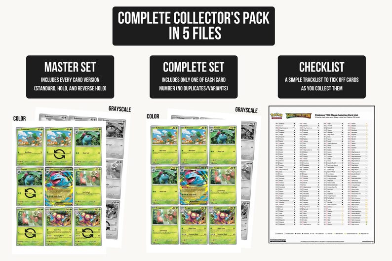 Mega Evolution Checklist.pdf Mega Evolution: Base Set Printable Complete Set Binder Placeholders ...