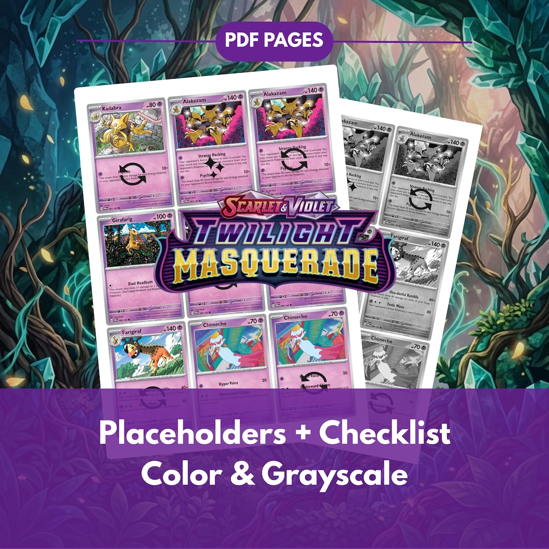 Twilight Masquerade Base Set Printable Complete Set Binder Placeholders ...