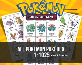 Pokémon National Pokédex 1-1025: afdrukbare mappagina's en tijdelijke aanduidingen voor checklists