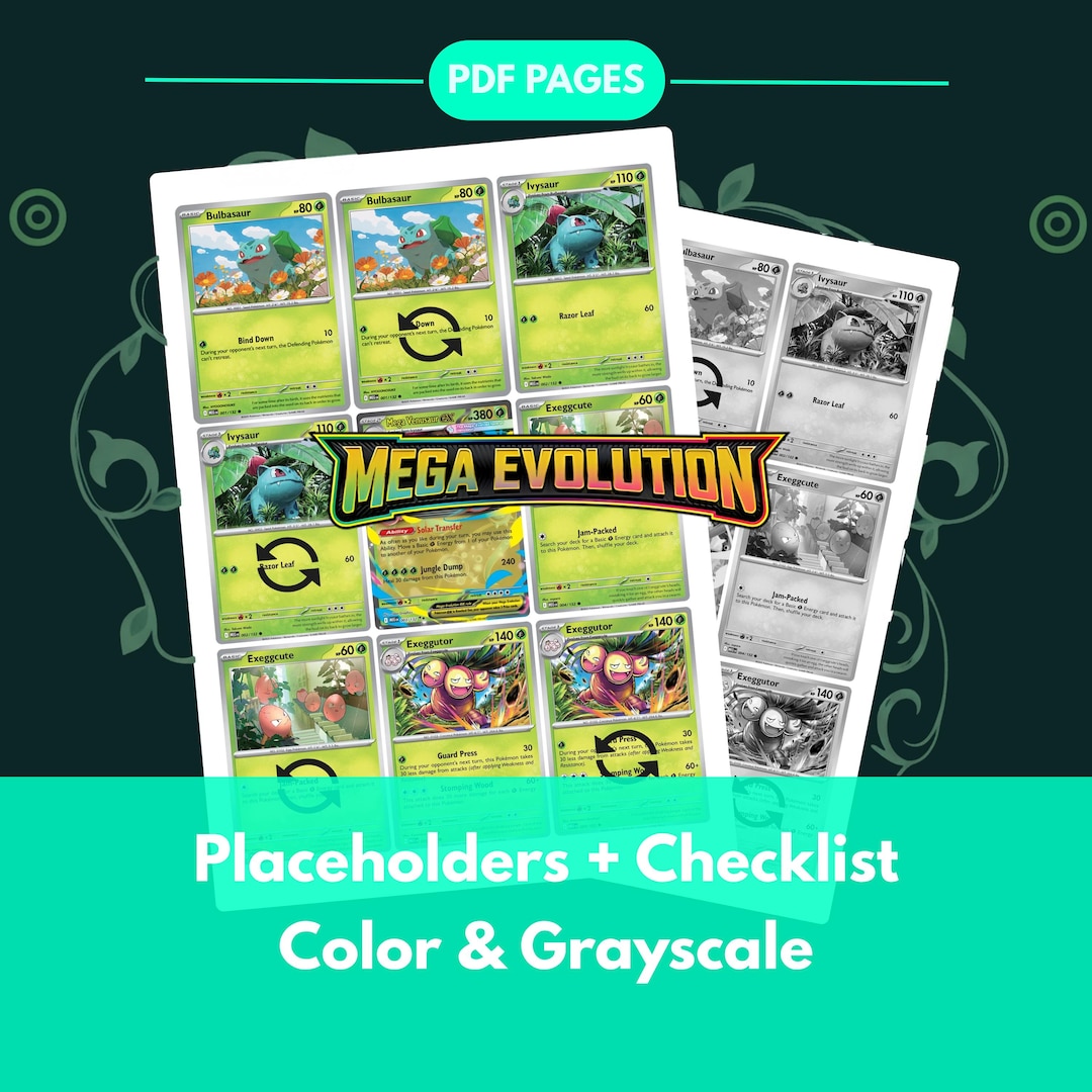 Mega Evolution: Base Set Printable Complete Set Binder Placeholders ...