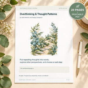 Overthinking & Thought Patterns: 20-Page Printable Workbook for Adults, Thought Tracker and Therapy Companion PDF