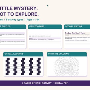 Halloween Activity Pack for Middle School – Escape Puzzles, Cryptograms, Writing, Coloring (15-Page PDF)