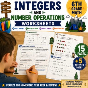 Matematikövningar för årskurs 6: heltal och operationer (utskrivbar PDF)