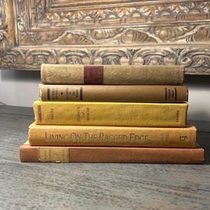 Vintage Neutral Book Stack Set | Farmhouse Coffee Table Decor