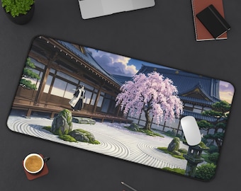 Inspirowane Bleach | Podkładka pod mysz Soul Society | Grafika w stylu Ghibli | Japoński ogród zen z piaskiem | Grafika w dojo inspirowana Byakuyą | Duża mata do gier