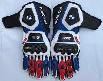 Guanti da moto in pelle da corsa BMW S1000RR – Guanti da moto in vera pelle bovina